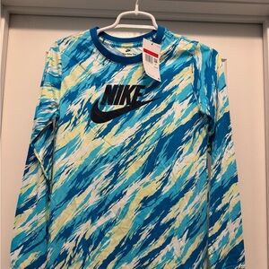 Nike Boys Blue and Yellow Graphic long sleeve Tee